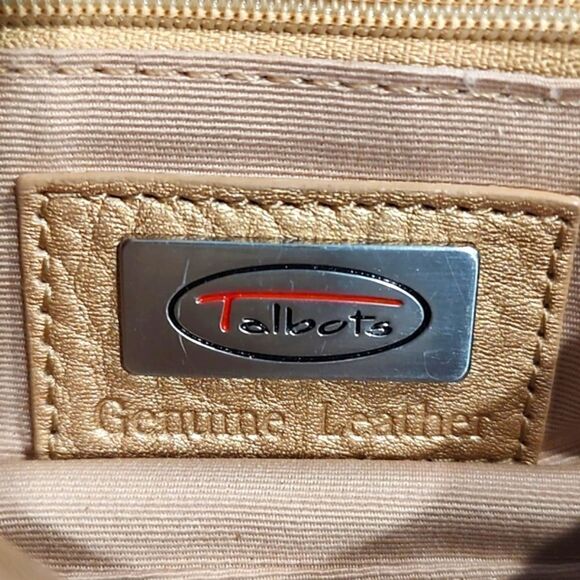 Talbot's Metallic Gold Pebbled Leather Wristlet Clutch Bag Silver Hardware - Picture 2 of 11